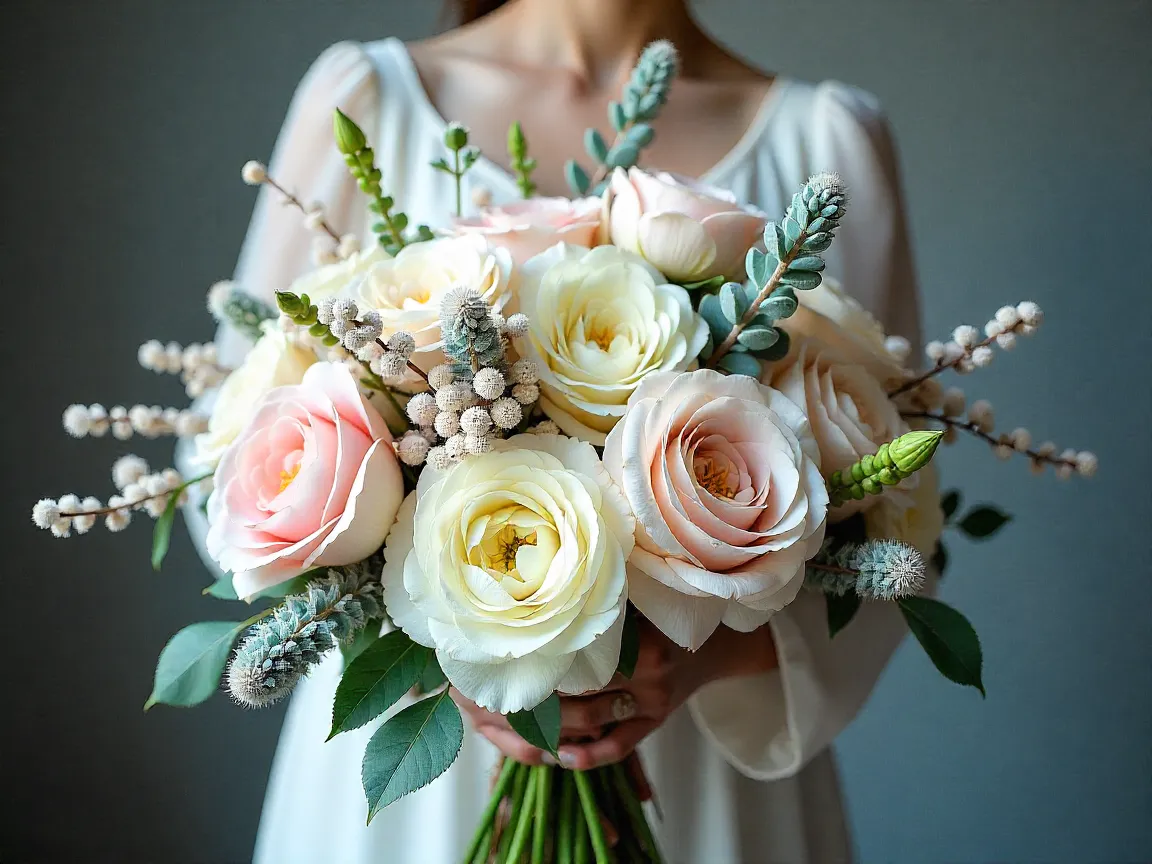 Winter bouquet with elegant seasonal blooms