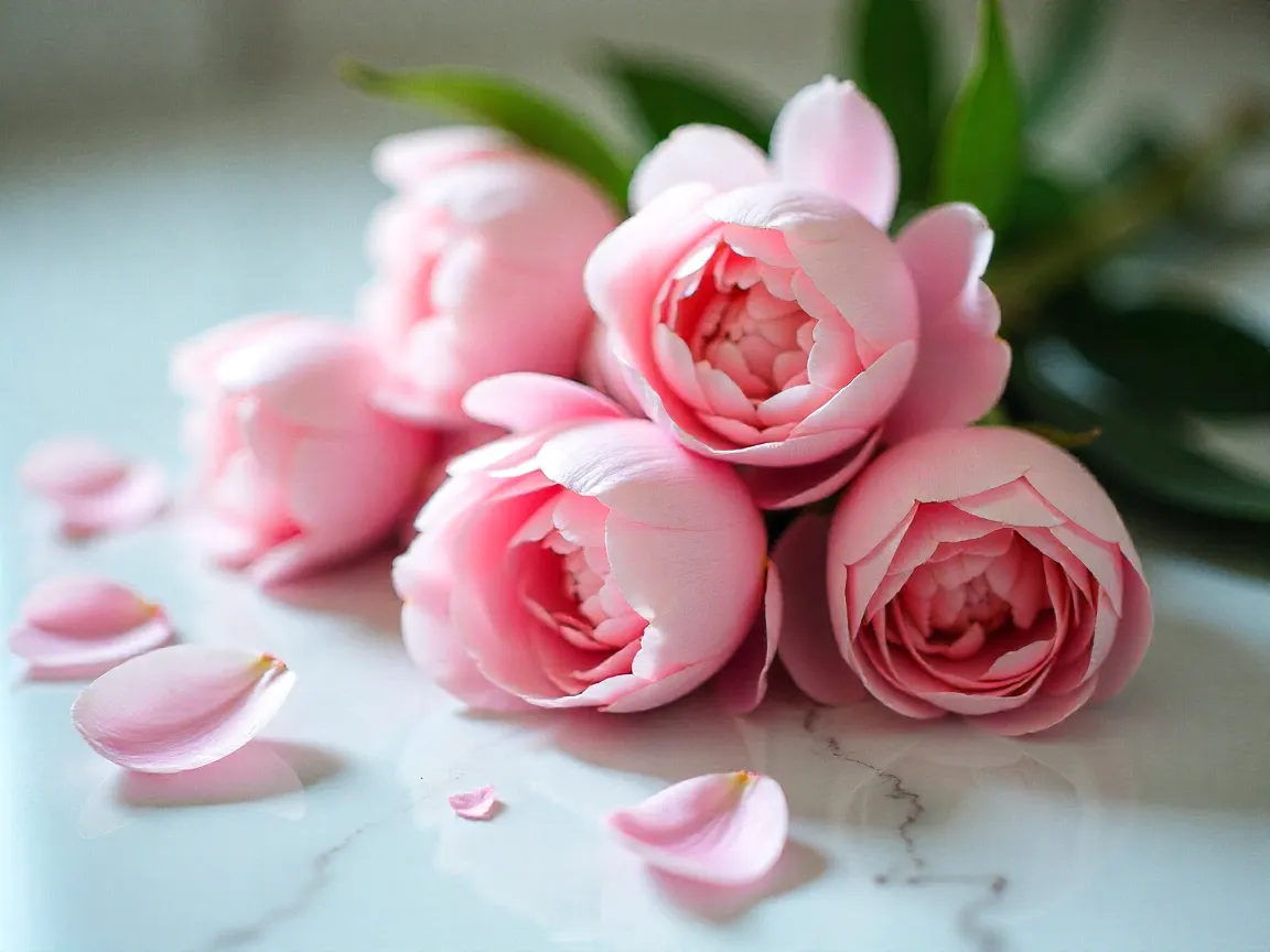 Elegant peonies in soft pink tones