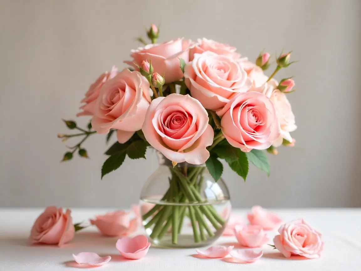 Romantic rose arrangement in soft pink tones