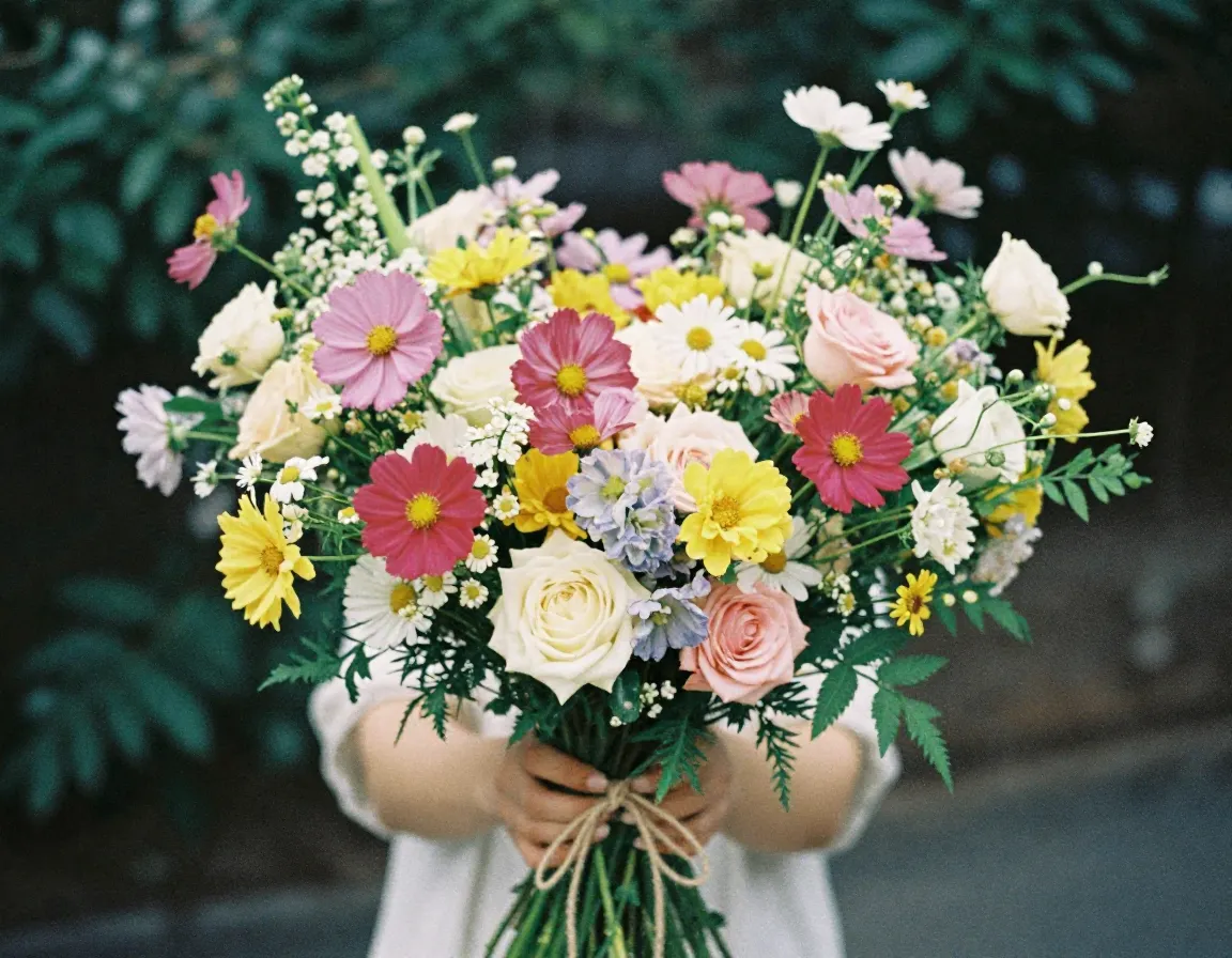 Garden Romance bouquet with mixed seasonal flowers