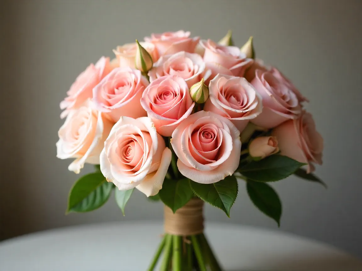 Elegant Blush bouquet featuring premium roses